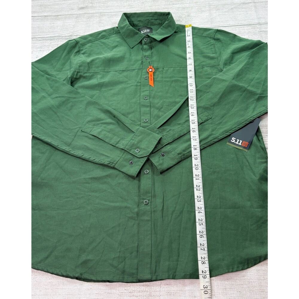 5.11 Tactical Igor Shirt Green Houndstooth Long Sleeve Snap Button Size M - Picture 2 of 8